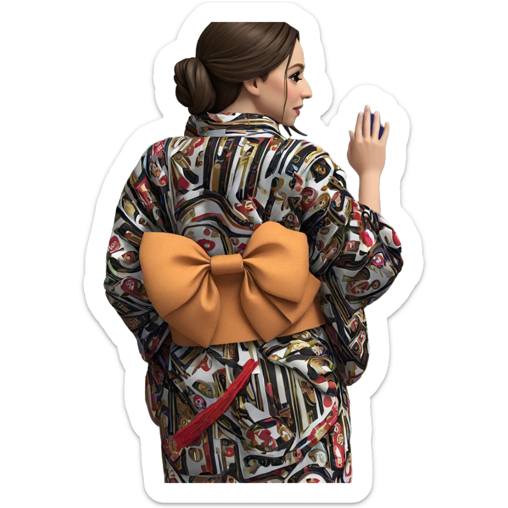 brown haired girl in kimono sticker