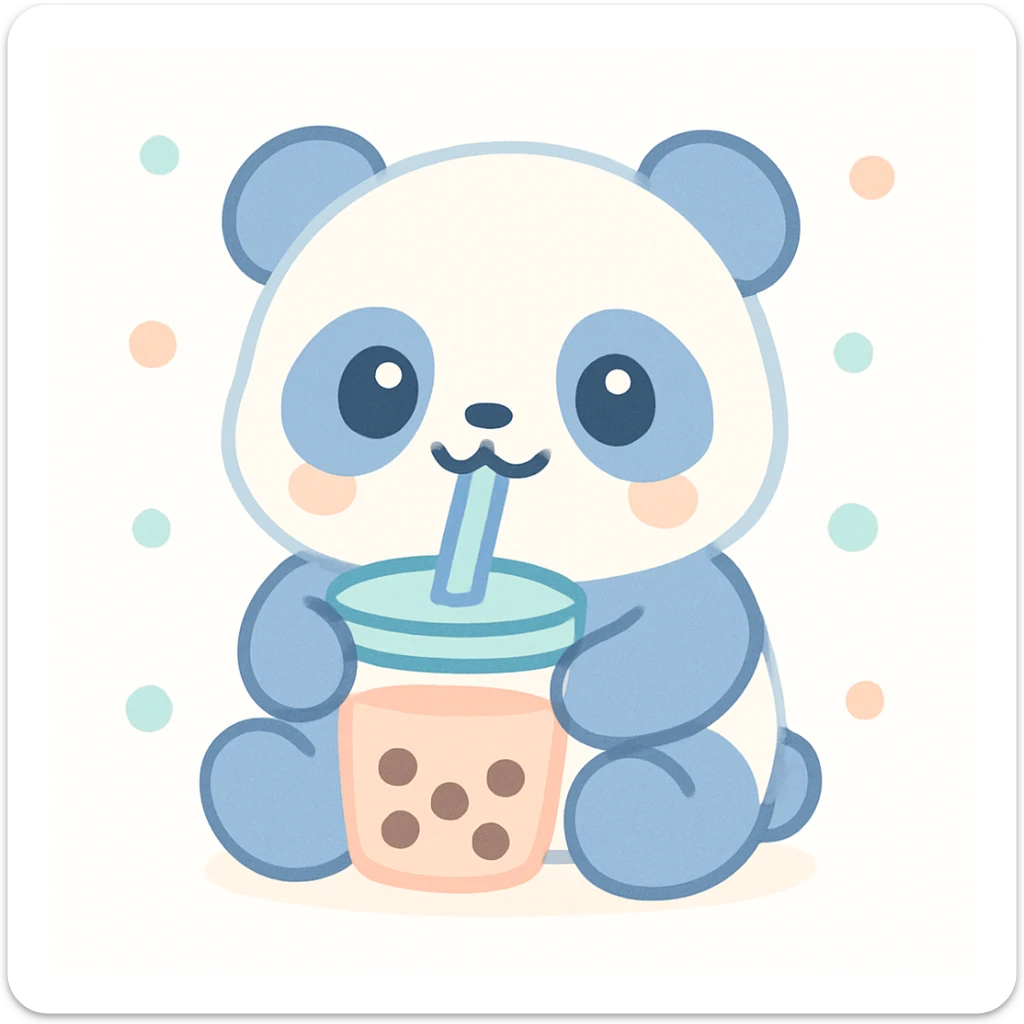 panda drinking bubble tea sticker