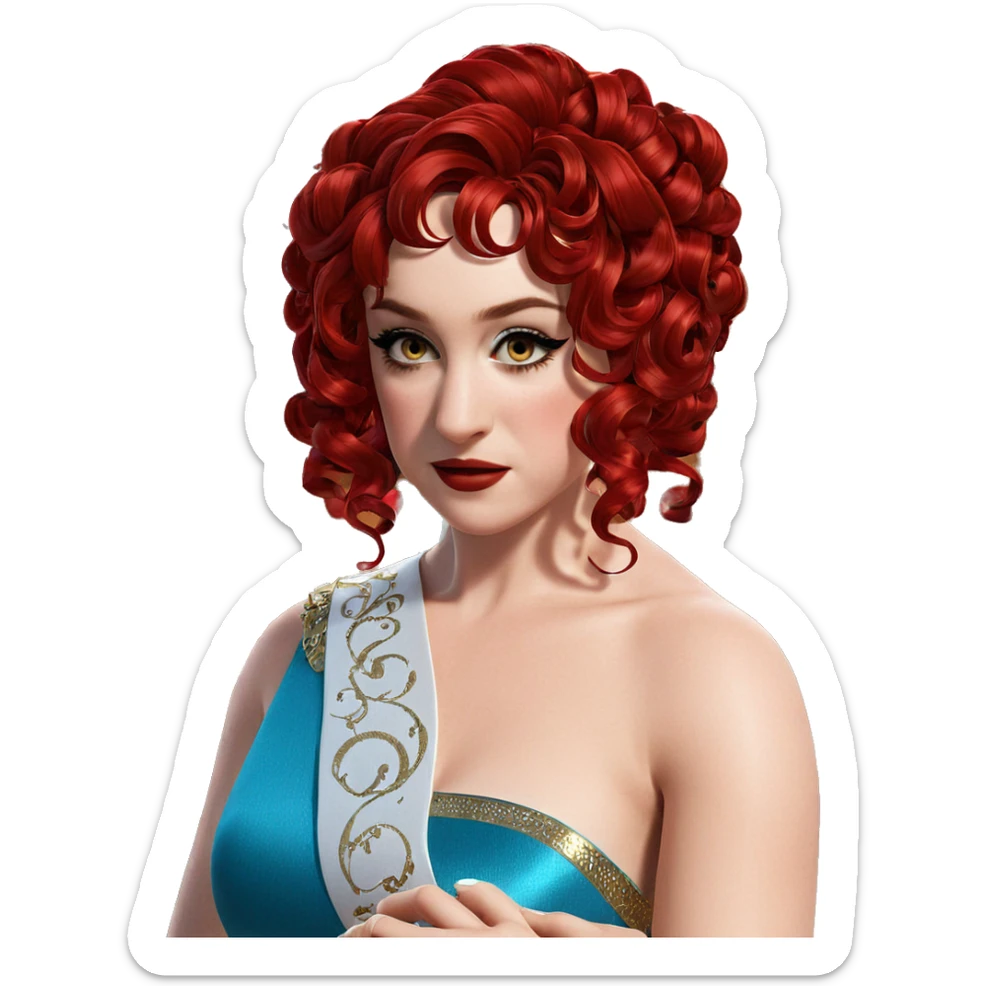 elegant girl in red dress sticker