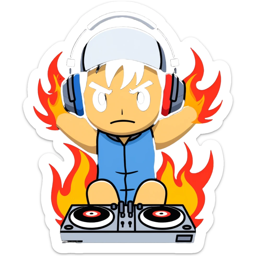 Hot handsomeb muscular 6ft tall ash ketchum being a  dj and his music is on fire while kissing a friend sticker
