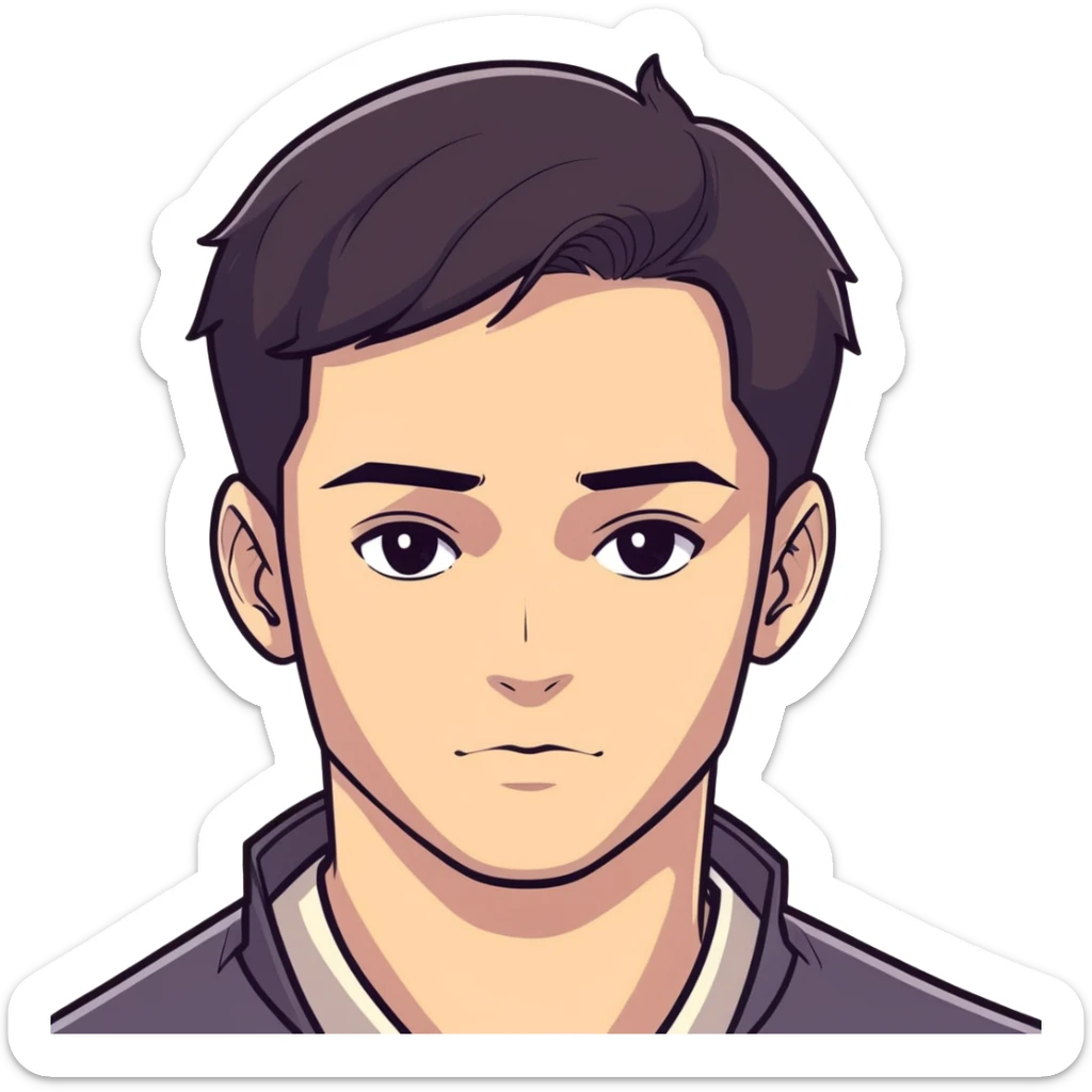 pretty handsome bratz man, dark eyes,  short dark hair, dark eyes, pale skin, defined jawline sticker
