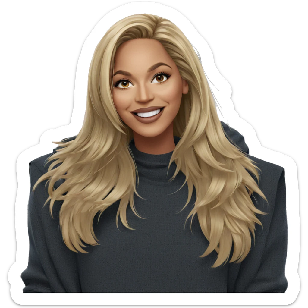 smiling girl with blonde hair sticker