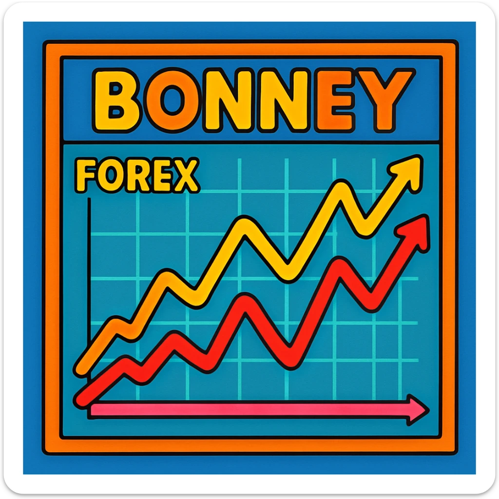 colorful and vibrant forex line chart with the word Bonney sticker