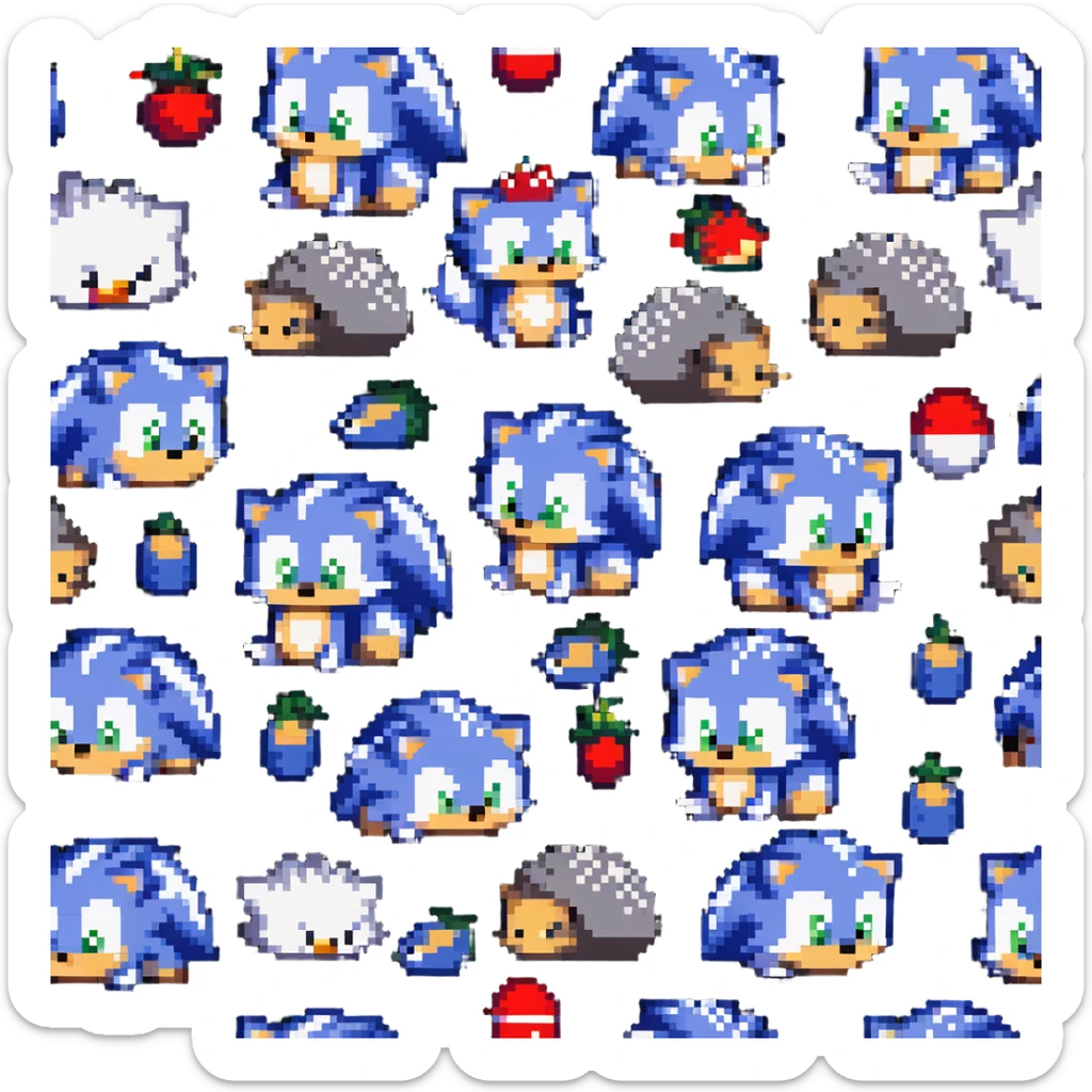 Cute baby Sonic, cute baby Shadow, and cute baby Silver hedgehogs playing together sticker