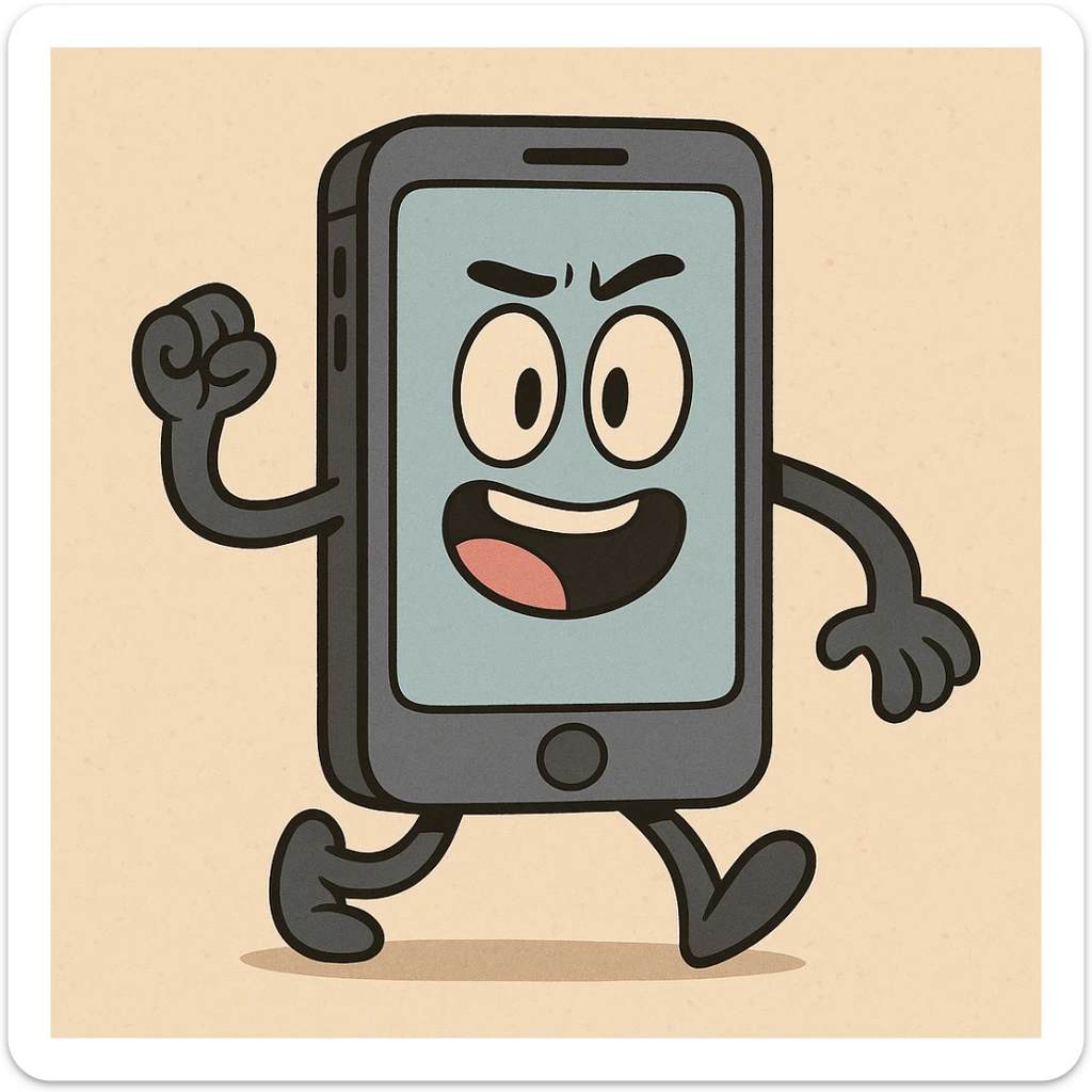 modern smartphone, playful cartoon style sticker