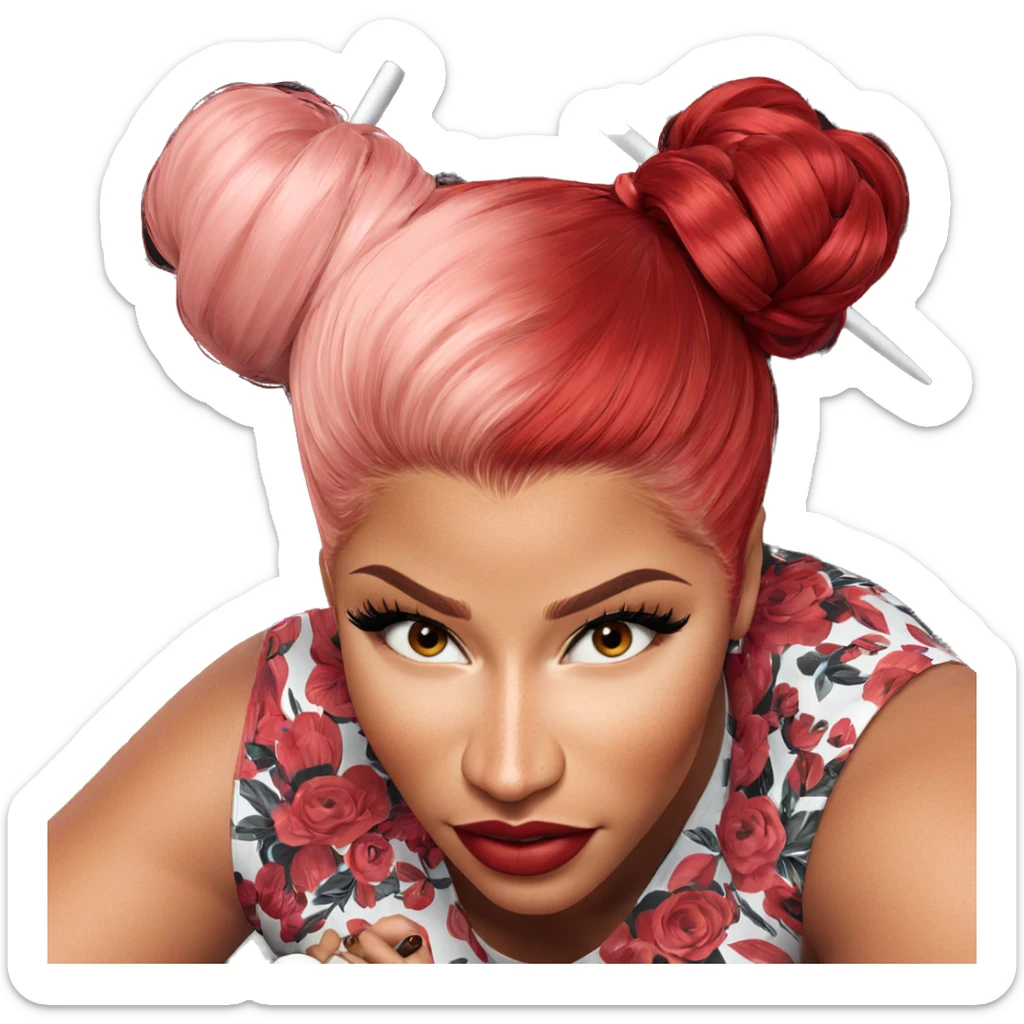 girl with red hair bun sticker