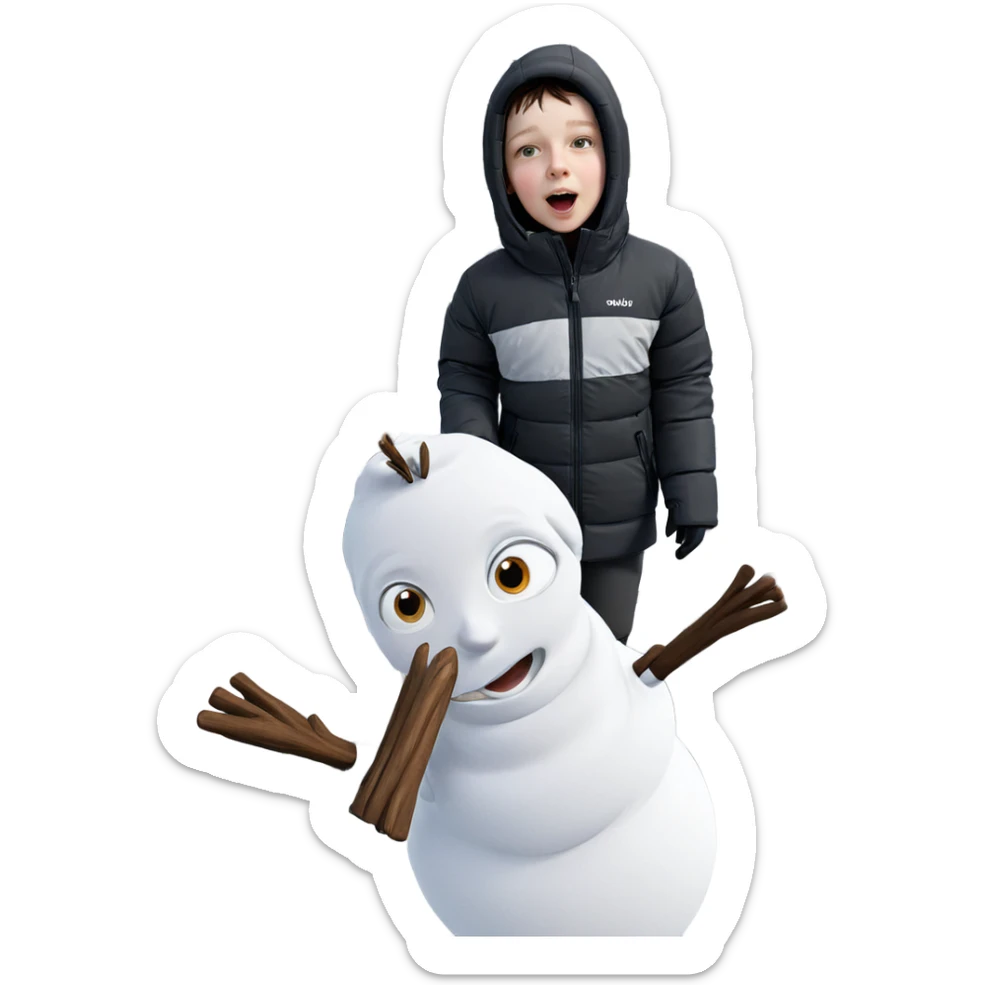 girl exploring snowy landscape sticker