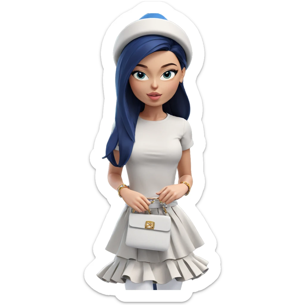 stylish girl in blue hat sticker