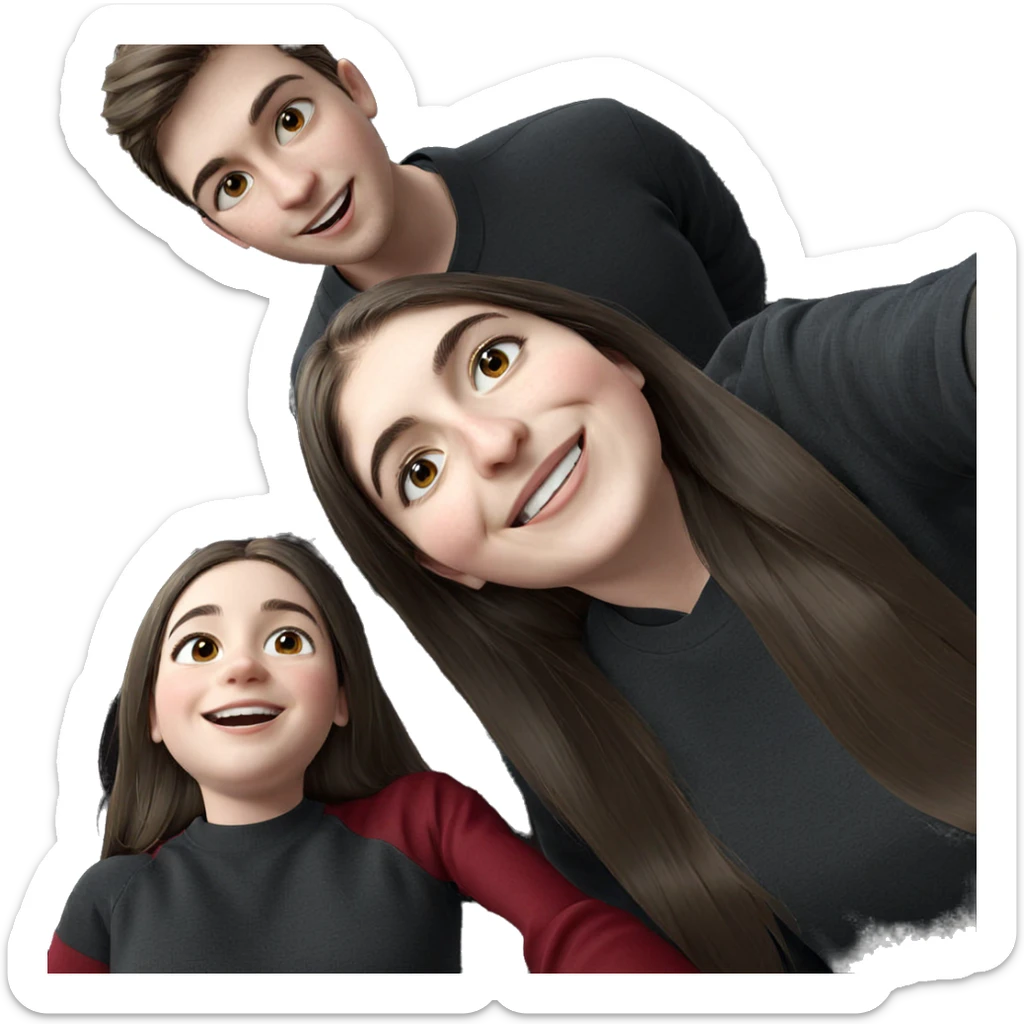 smiling girl and boy selfie sticker