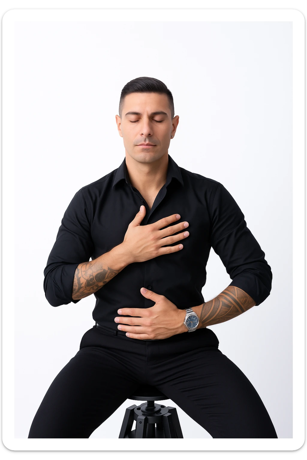 Uomo che applica la respirazione per calmare il suo sistema nervoso sticker