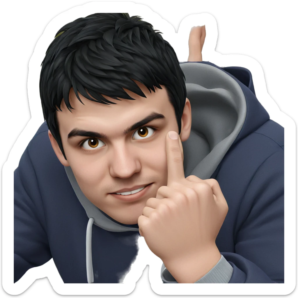 boy with black hair gesture sticker