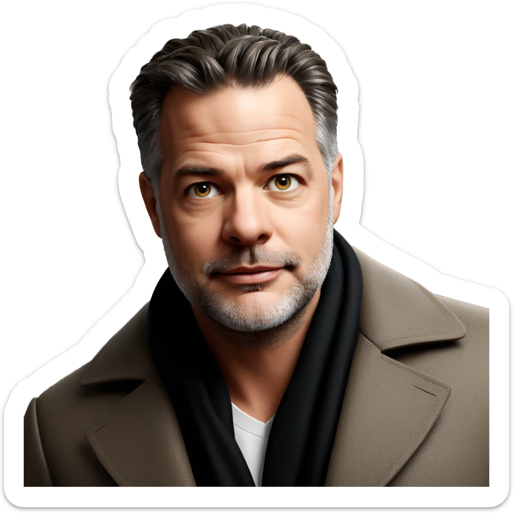 bearded man in coat portrait sticker