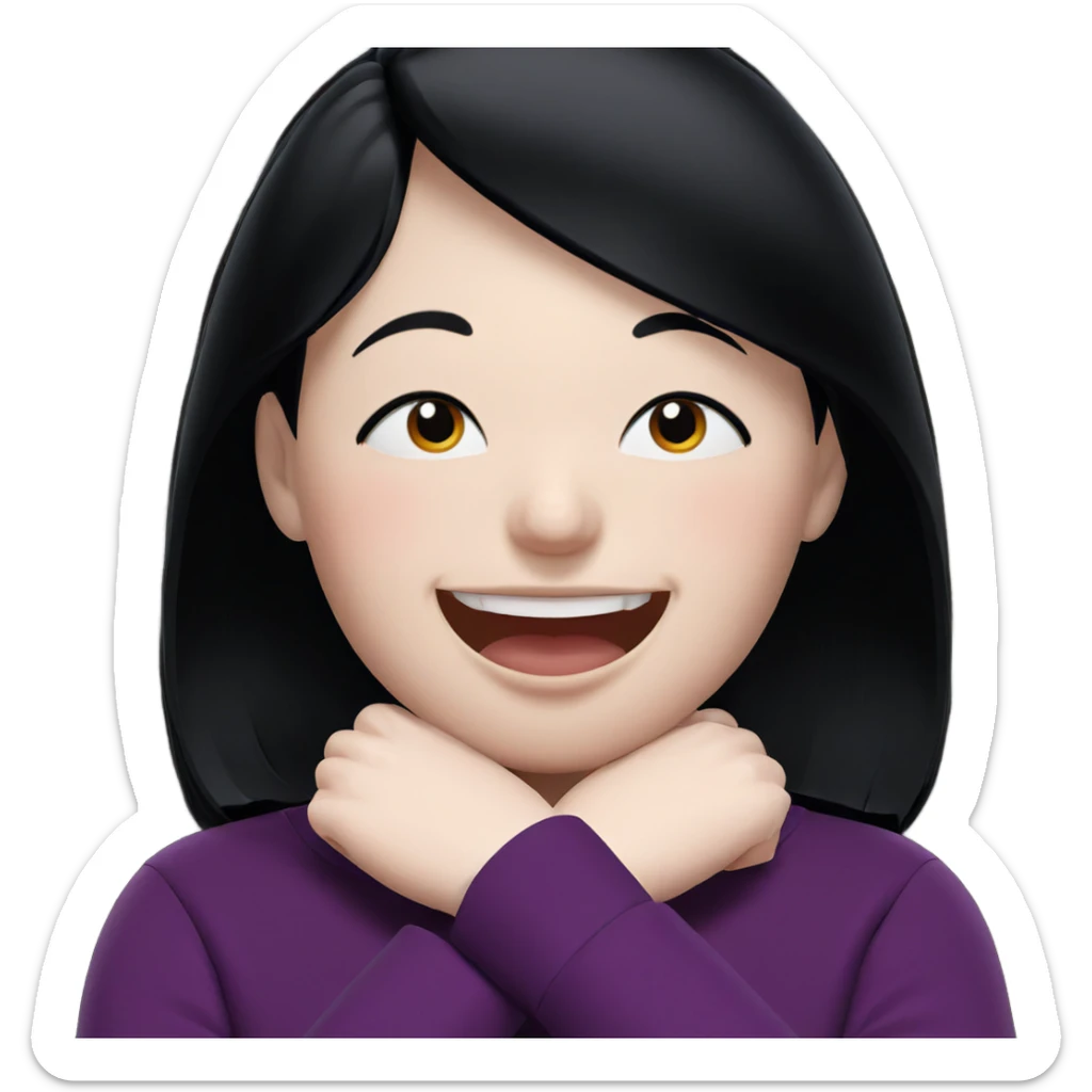 smiling girl with black hair sticker
