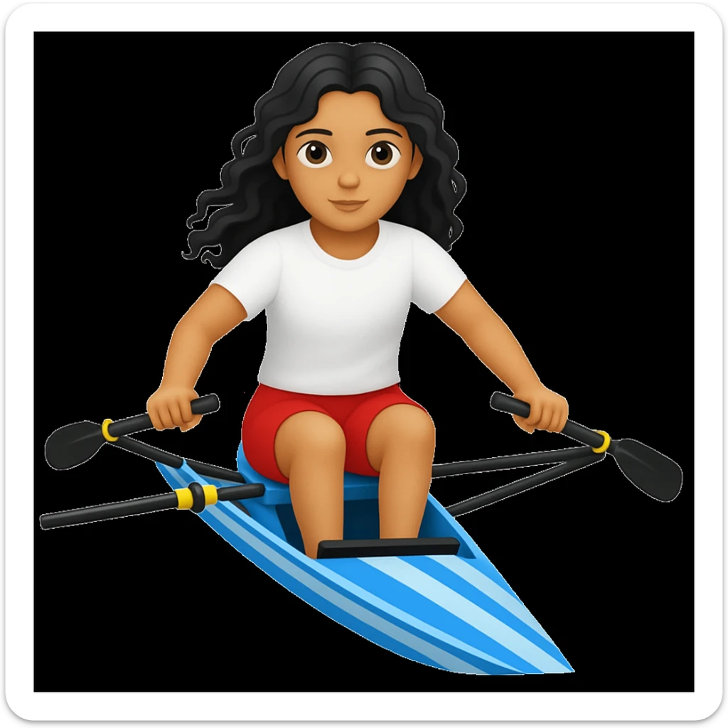 Make the girl's outfit red shorts and a white short-sleeved t-shirt in the style of apple style emojis sticker