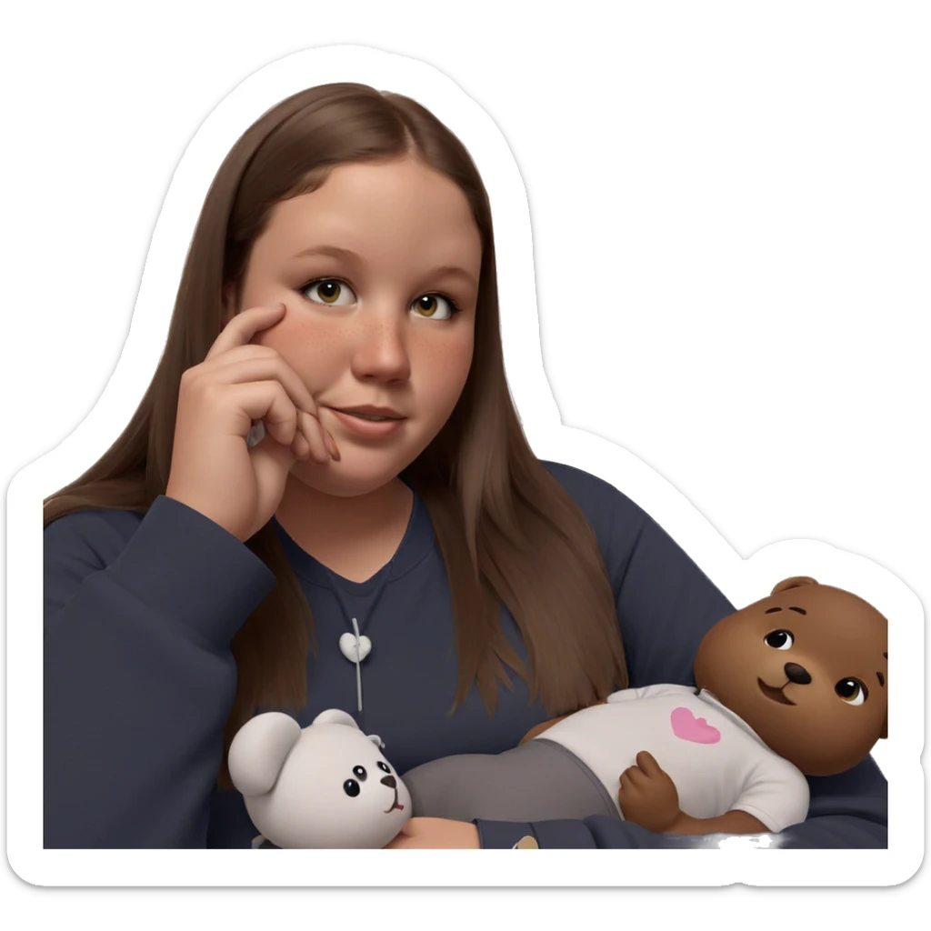 girl with teddy bear cuddle sticker
