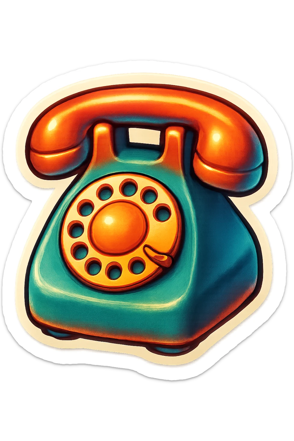 A retro phone sticker in retro stickers style, with a vintage design and bright colors sticker