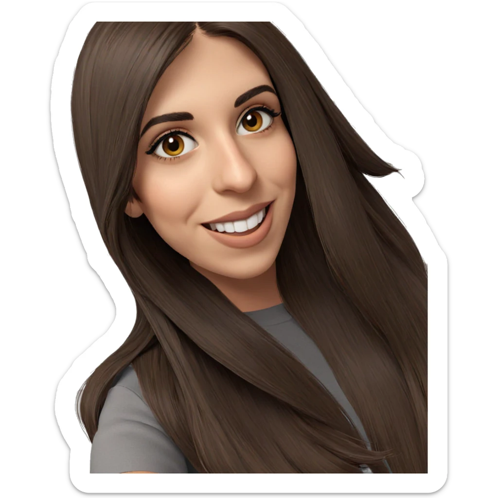 smiling girl with brown hair sticker