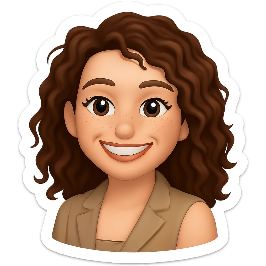 turn the second man in emoji style of the 1st image, match the facial features and match dressing style of the 2nd image, she is having open shoulders  sticker