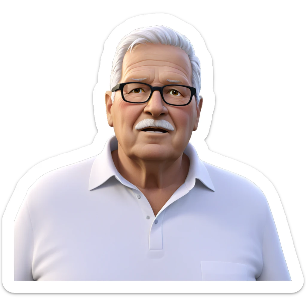old man in white shirt sticker