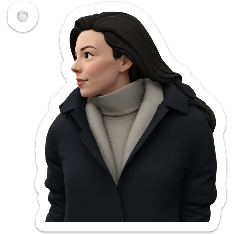 profile of a girl in coat sticker