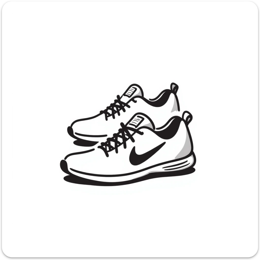 Athletic running shoes/sports shoes in pastel colors (dd9fb0, ffc6d3, a3bfc9, c4bee2, f1b091), hand-drawn doodle style sticker