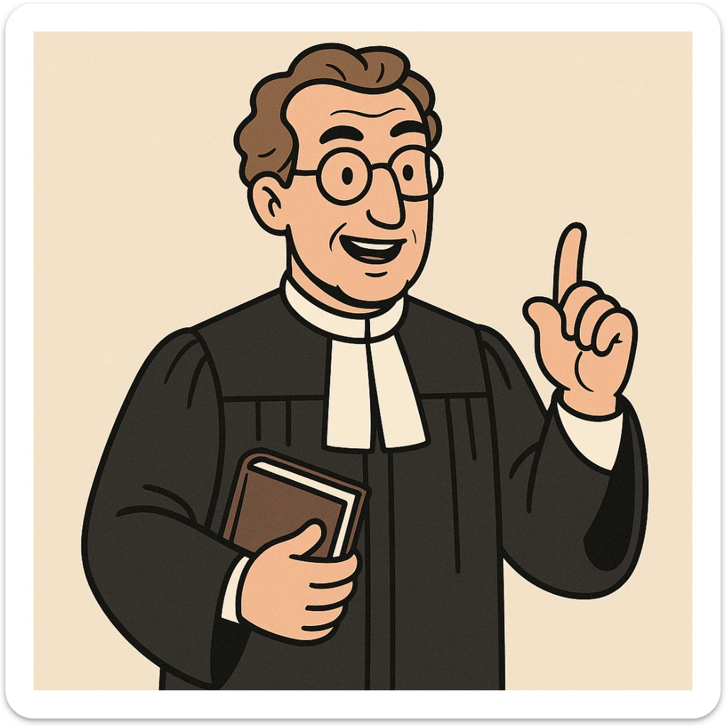 a classic lawyer's robe, black, with white collar, elegant and formal, front view sticker