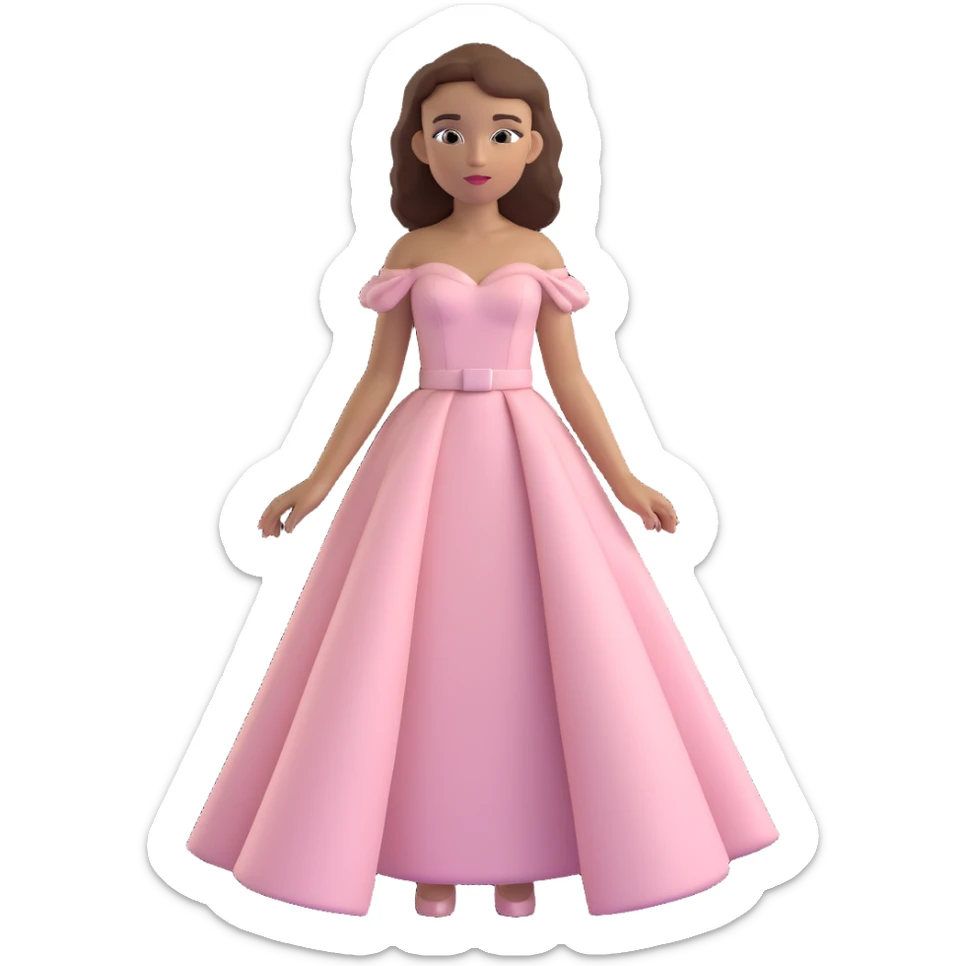 vintage rococo mixed woman with brown hair and light skin in a light pink beautiful gown sticker