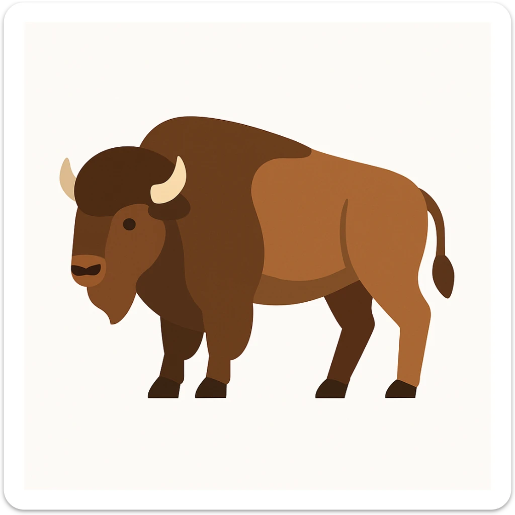 flat design style Bison white background sticker