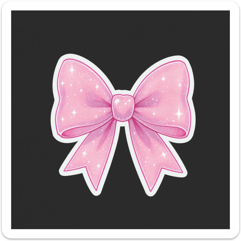 sakura bow, cute and shiny, with a heart accent, no background sticker