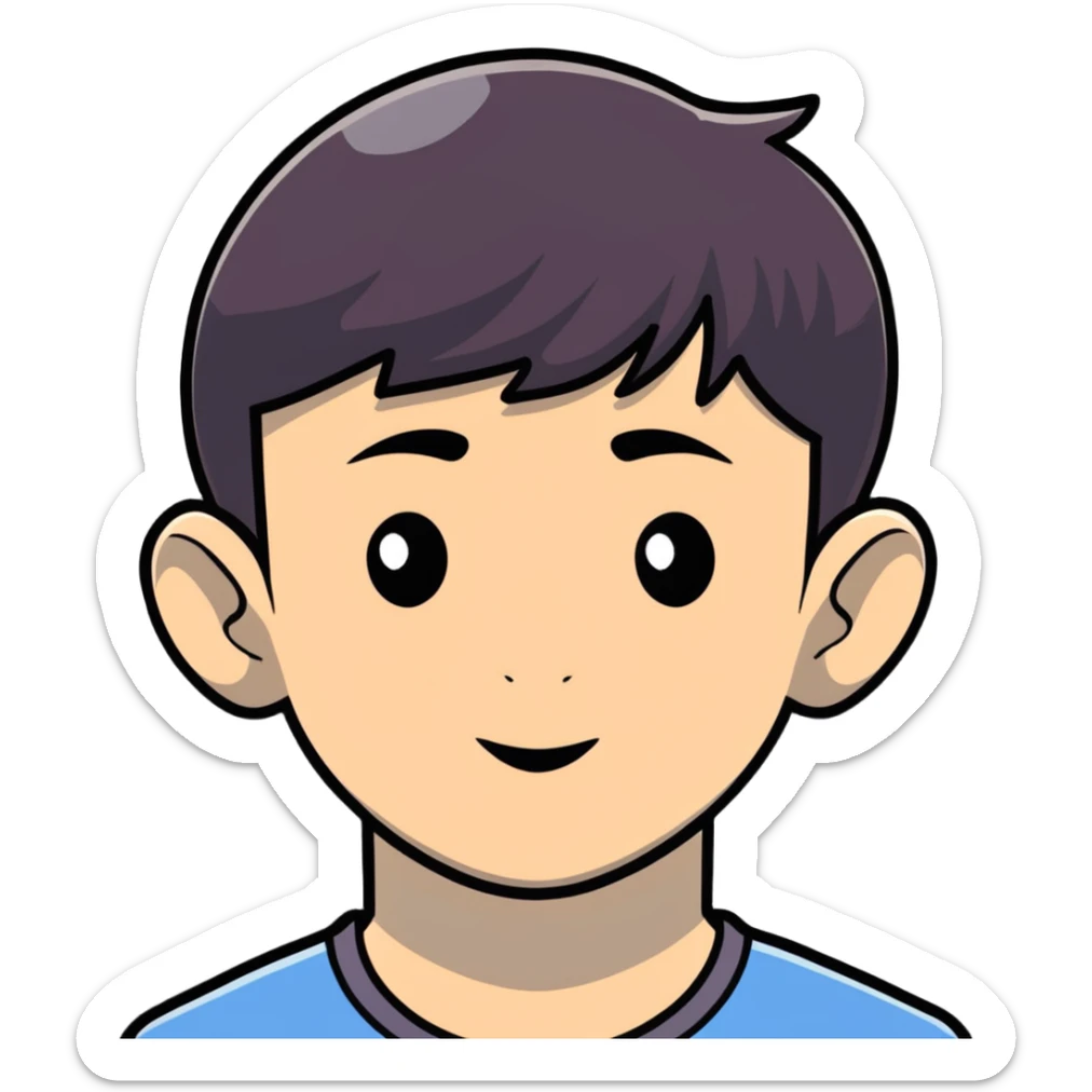 cartoon sticker style portrait of Jawed Karim, YouTube founder sticker