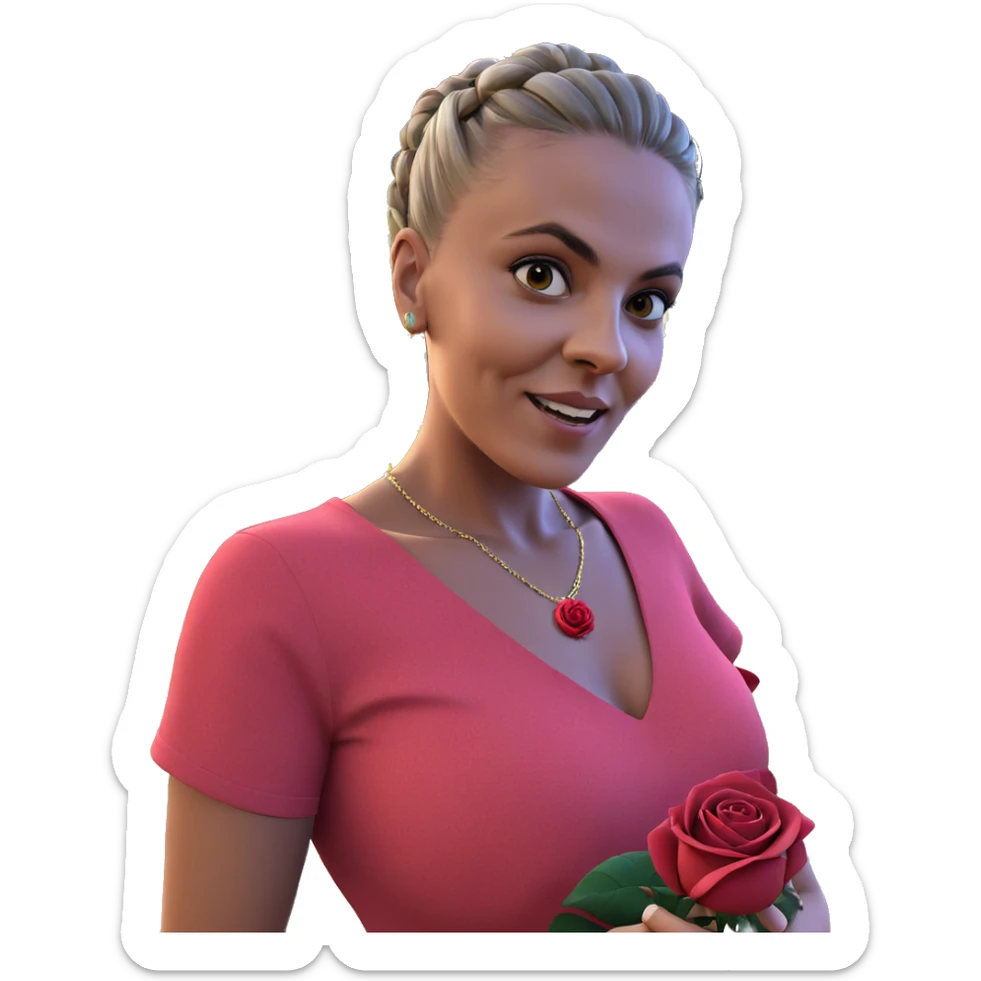 girl with rose necklace outdoors sticker