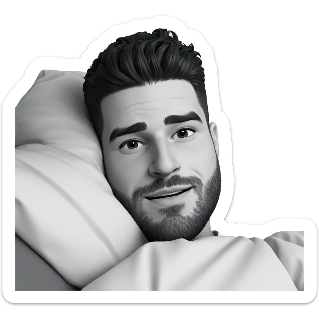 bearded boy in monochrome sticker