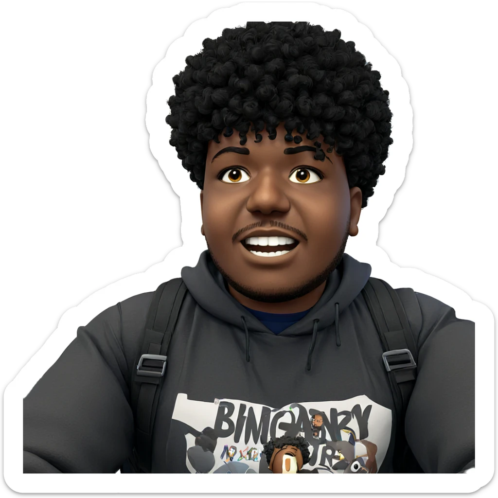 afro boy with backpack sticker