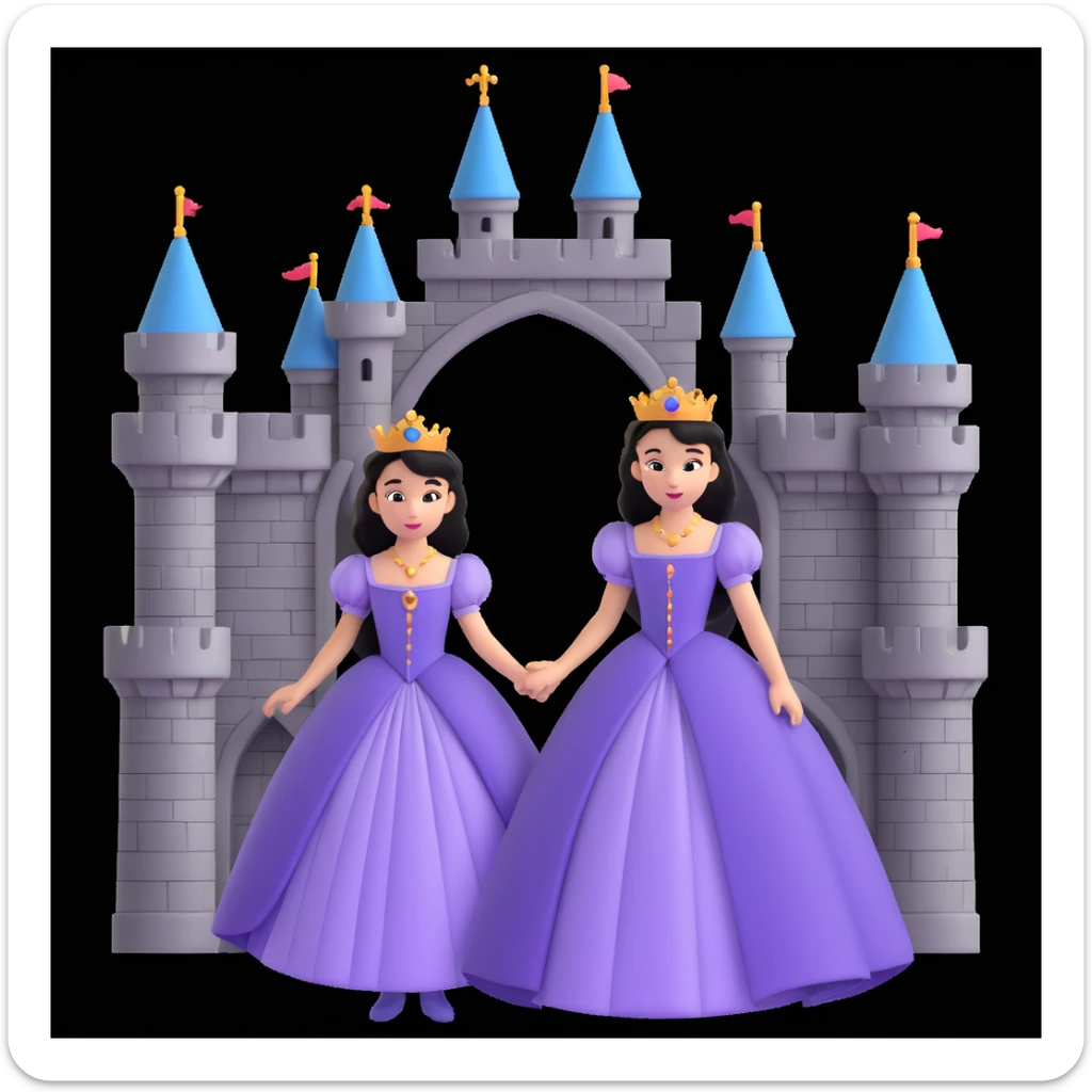 prince and princess disny dress close up photo in castle sticker