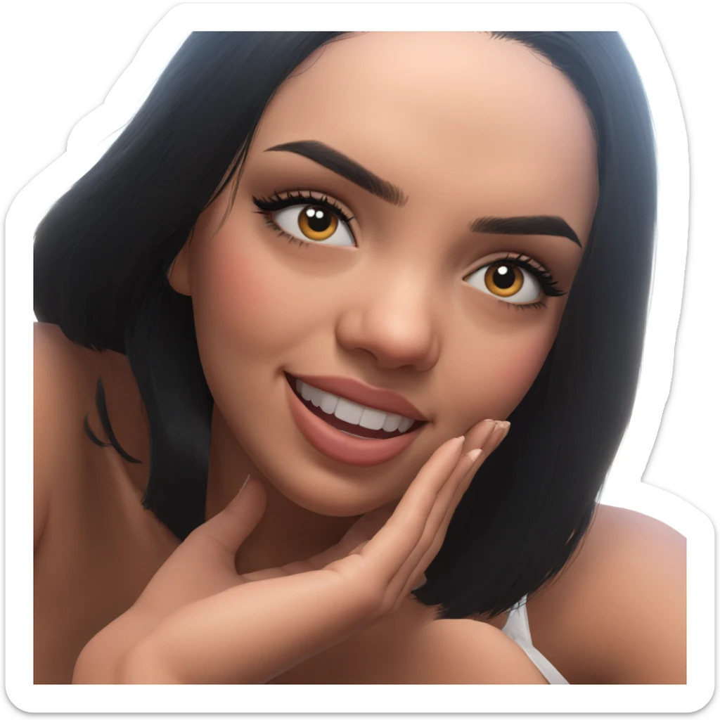 dreamy black haired girl sticker