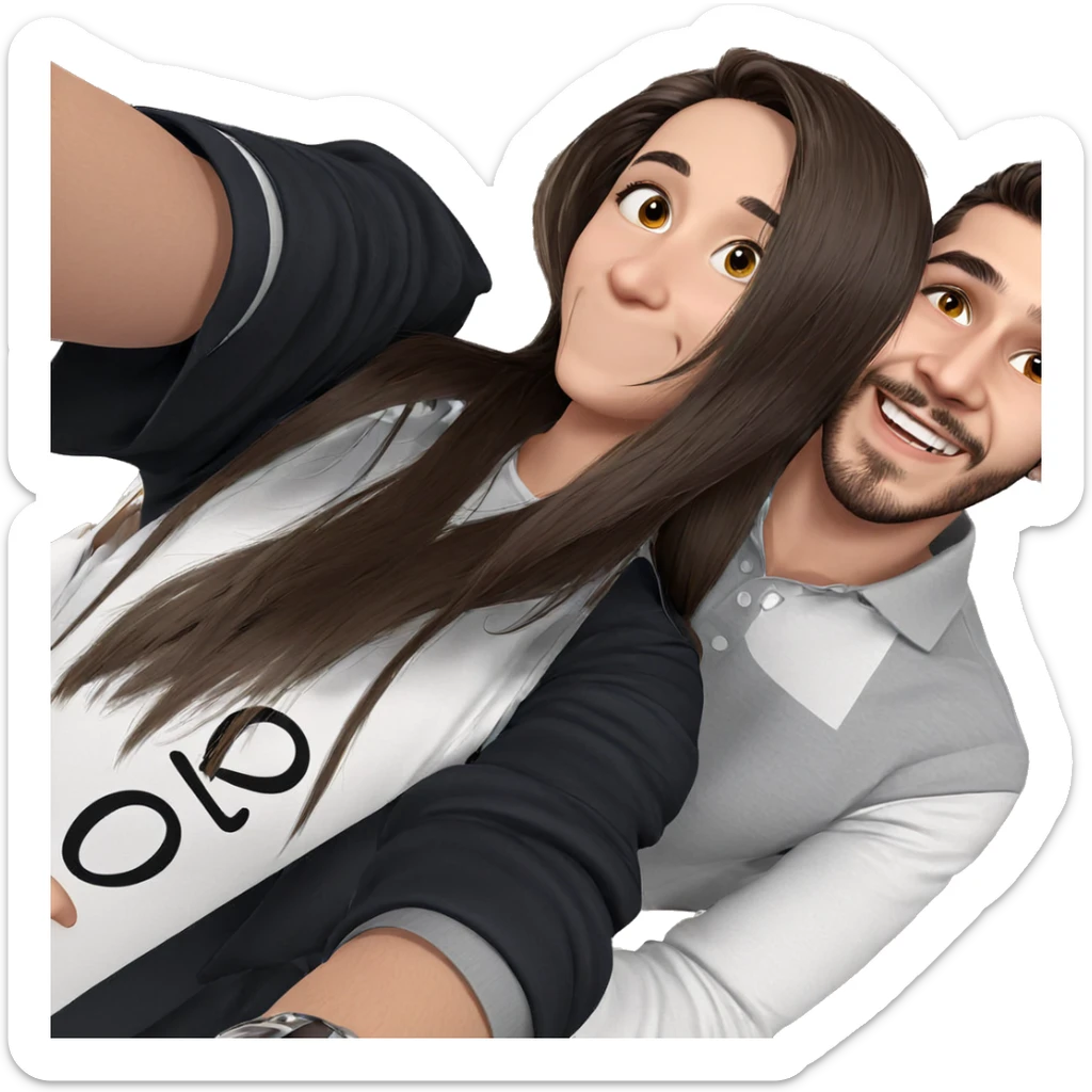 smiling couple selfie moment sticker