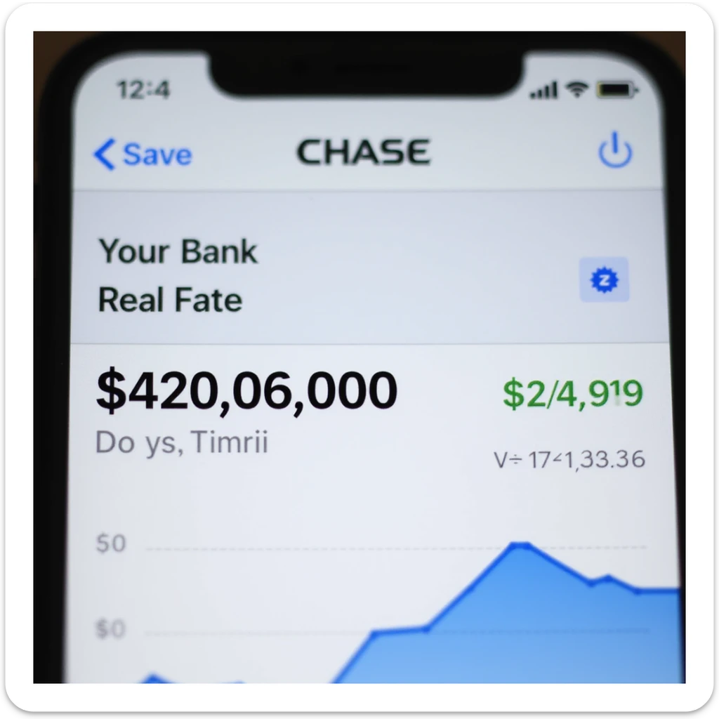 a iphone screen shot showing a chase bank balance of negative $420,069,000 sticker