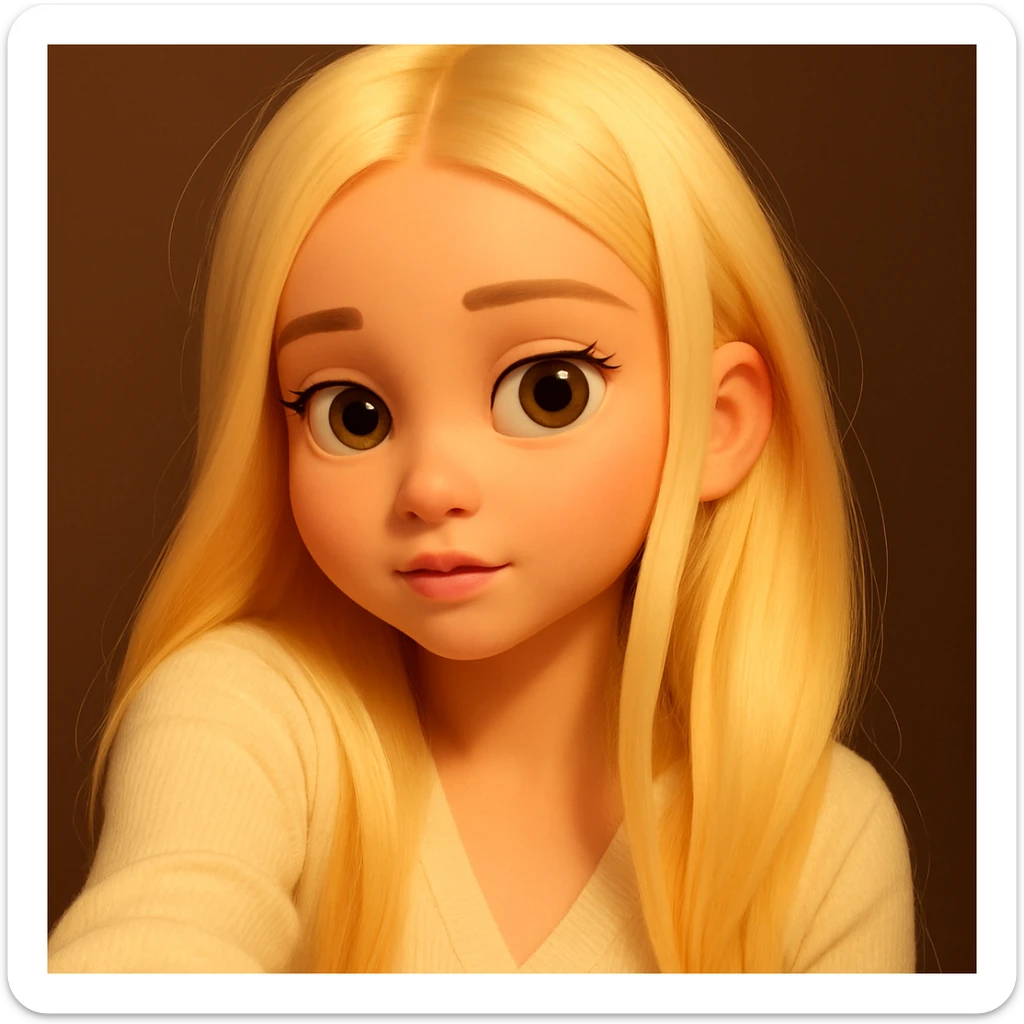 expand the image upward so that all of the hair above the head is fully visible, keeping the 3d-emoji style sticker