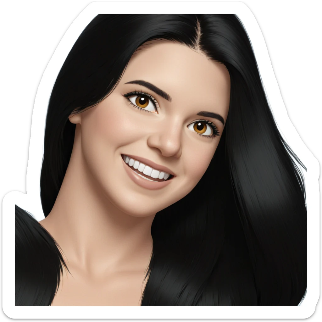 smiling girl with black hair sticker