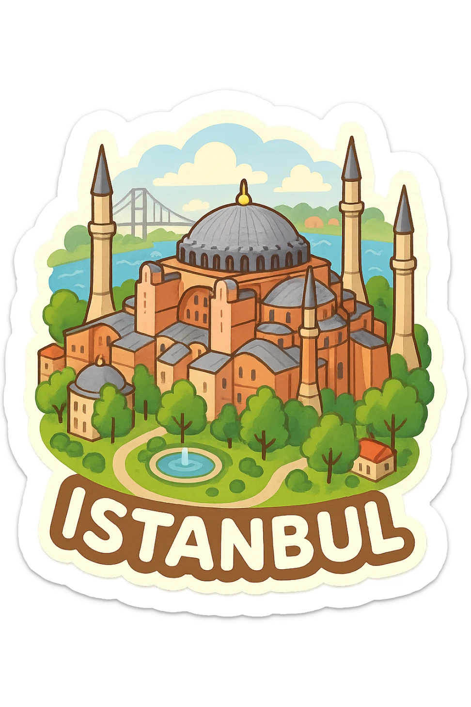 Isometric illustration of Istanbul, featuring photorealistic Hagia Sophia sticker