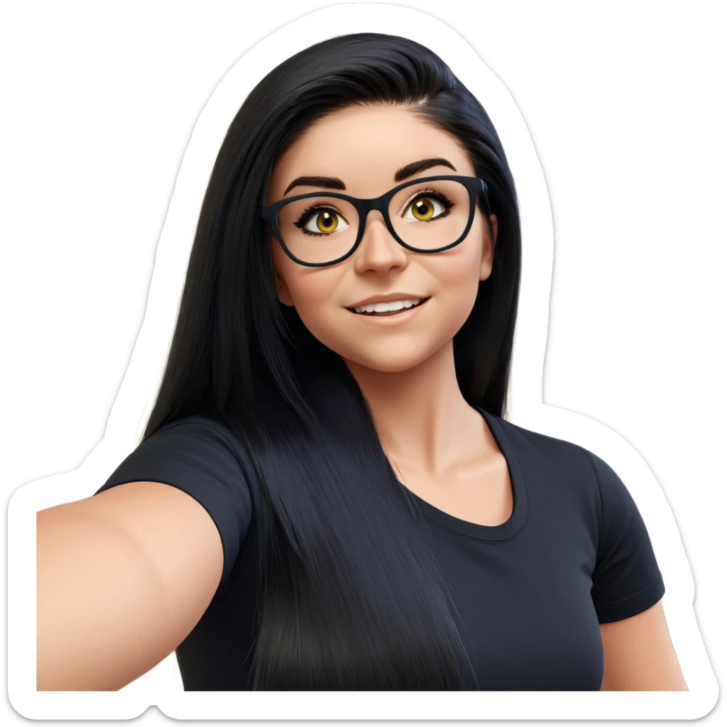 smiling girl in black shirt sticker