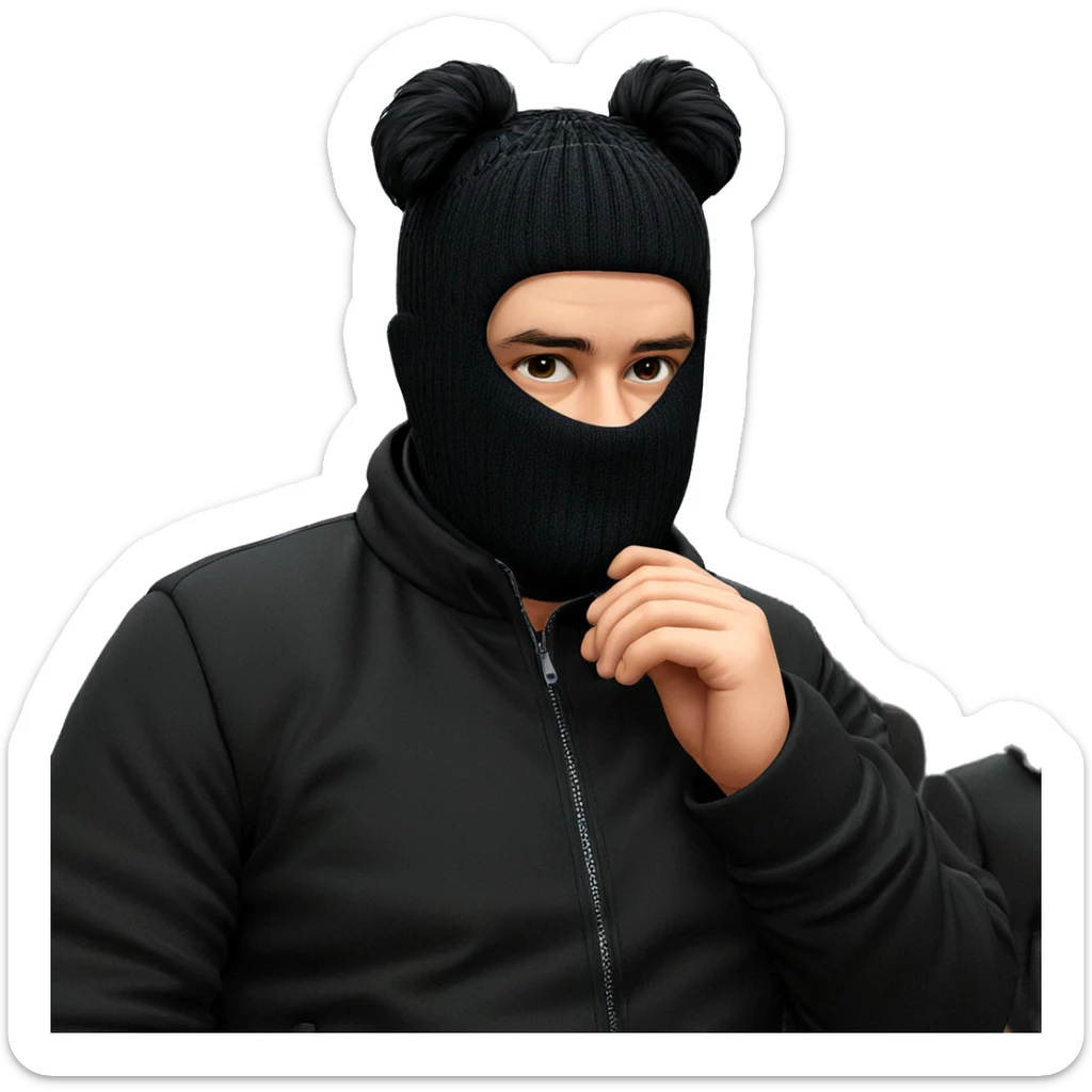 boy in black jacket indoors sticker