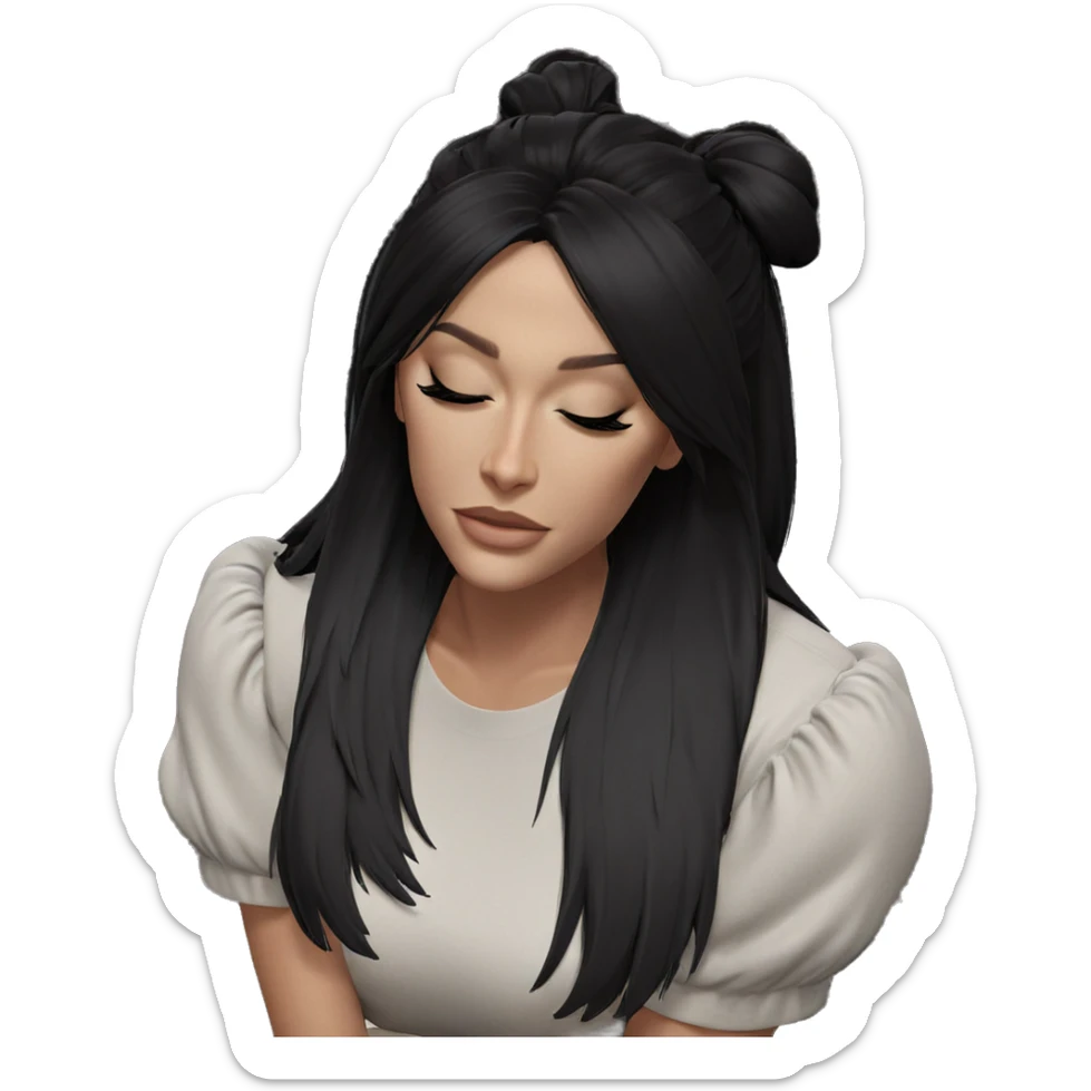 dreamy girl with closed eyes sticker