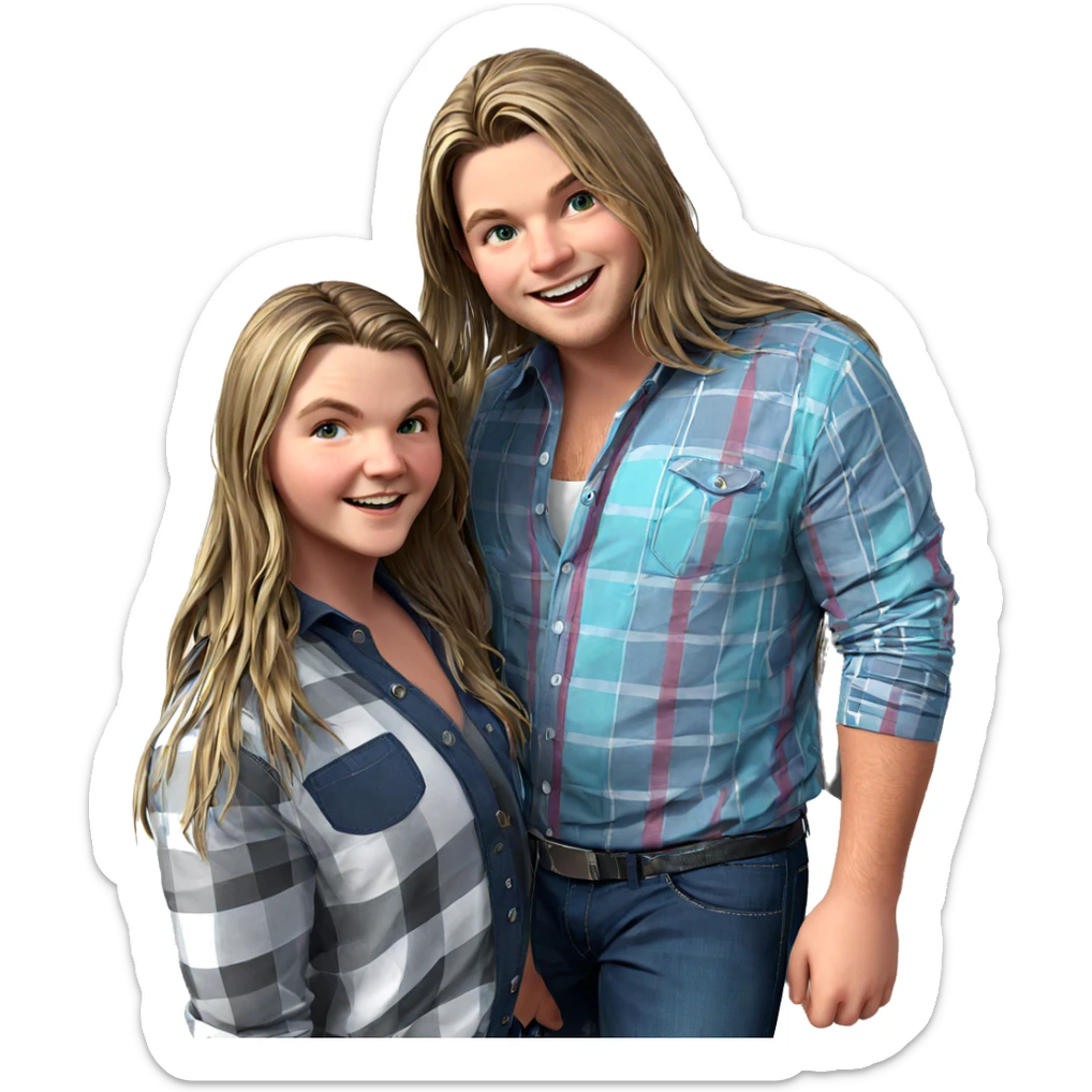 smiling boys with long hair sticker