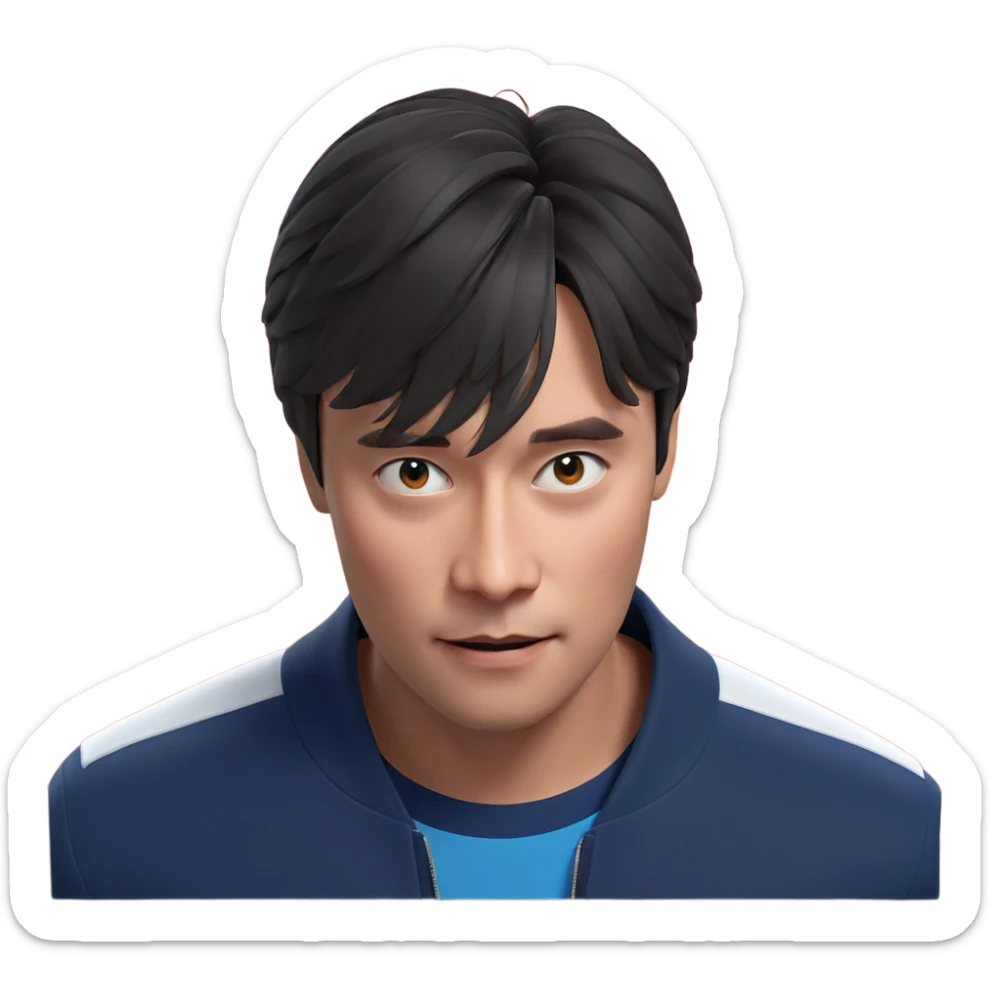 boy with black eyes sticker