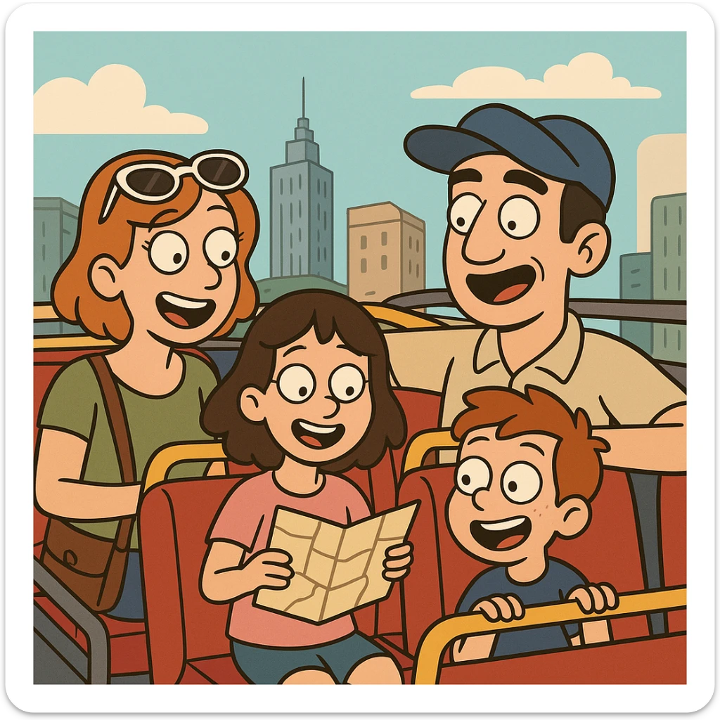 family on a city sightseeing tour sticker