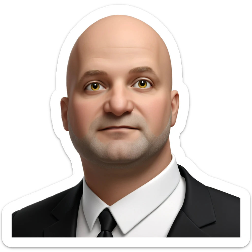 bald man in formal attire sticker