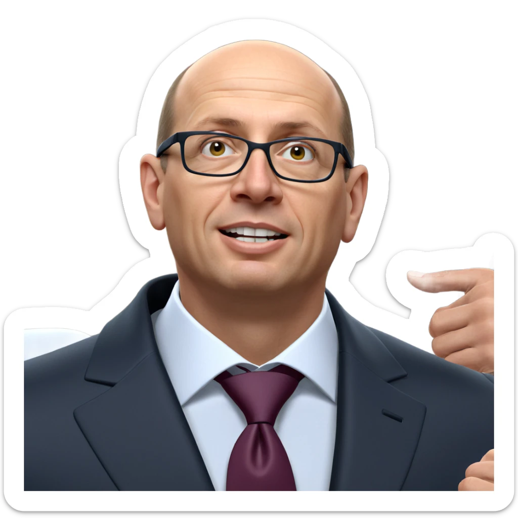 bald man in formal attire sticker