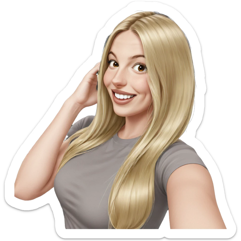 smiling blonde girl with long hair sticker