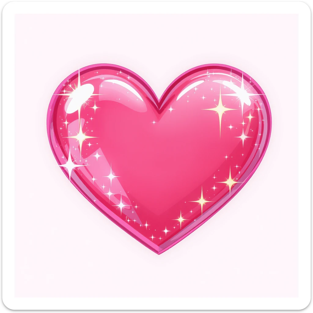 cute and shiny heart emoji with sparkles, no background sticker